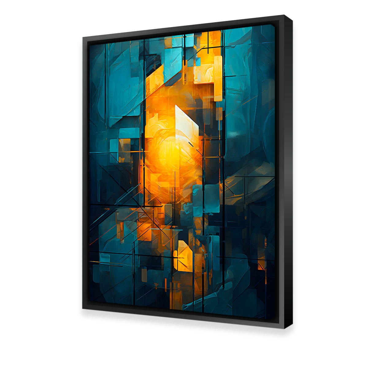 Abstract - Blue Orange Shapes 26 Wall Art