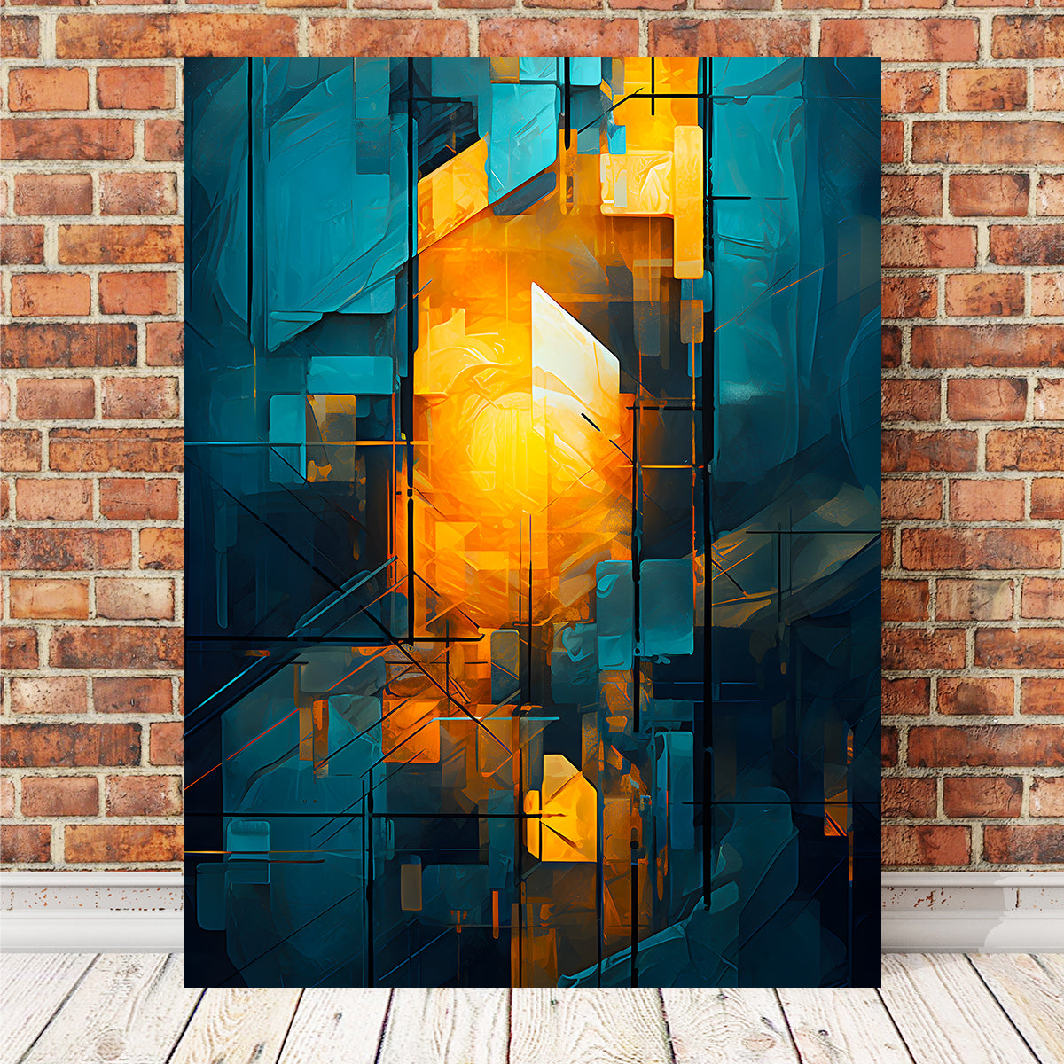 Abstract - Blue Orange Shapes 26 Wall Art