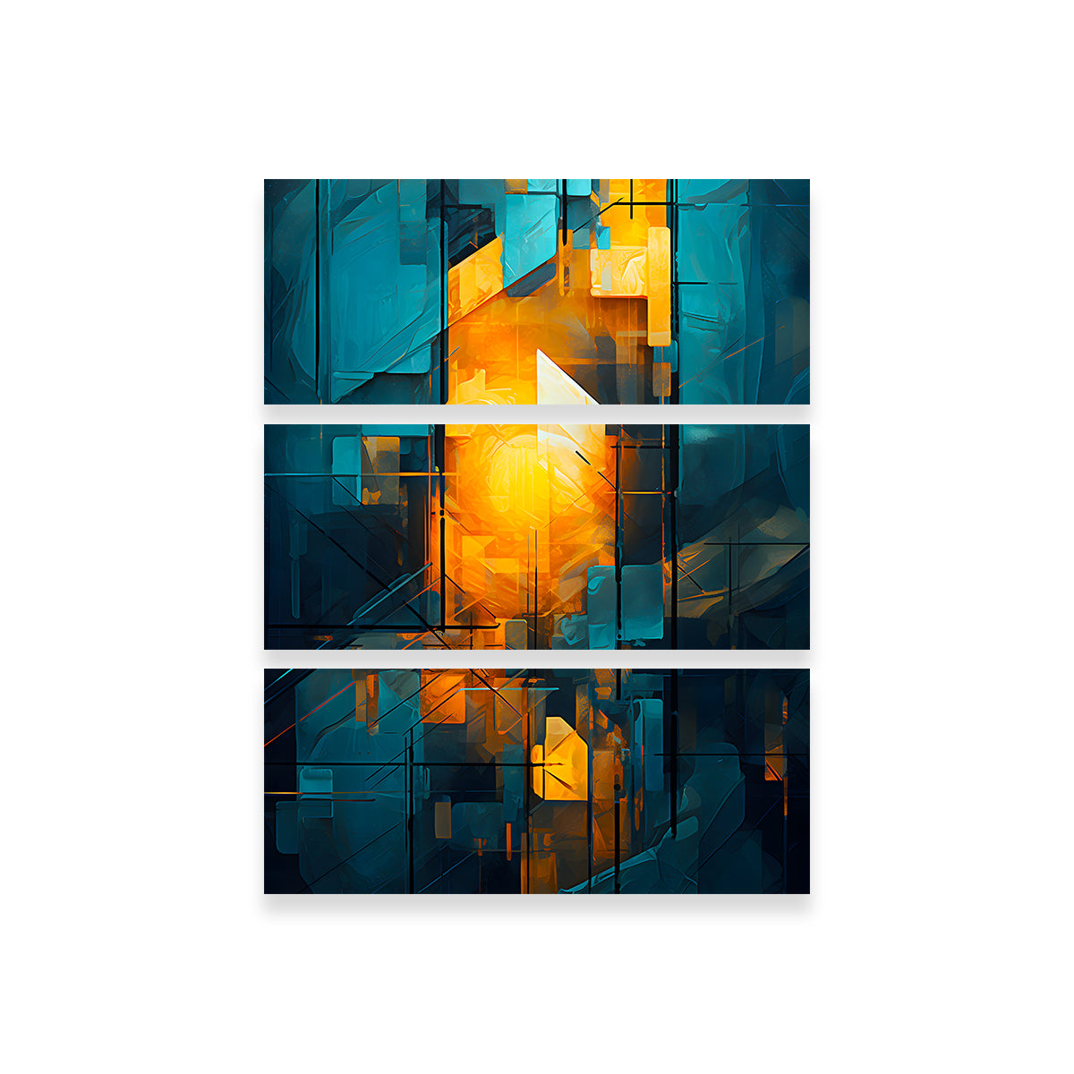 Abstract - Blue Orange Shapes 26 Wall Art