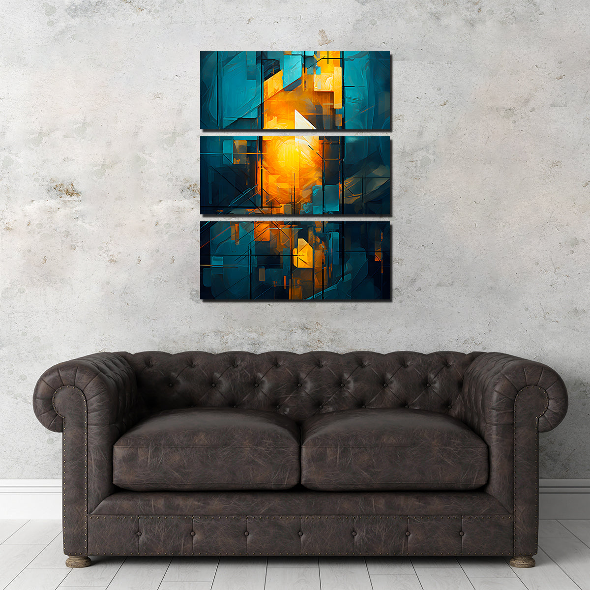 Abstract - Blue Orange Shapes 26 Wall Art
