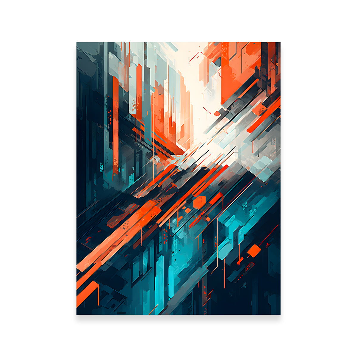 Abstract - Blue Orange Shapes 4