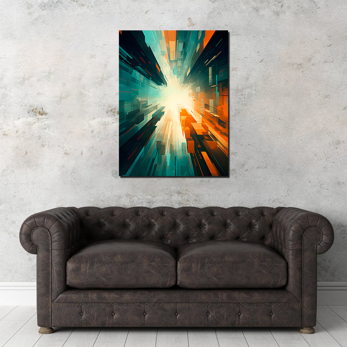 Abstract - Blue Orange Shapes 5 Wall Art