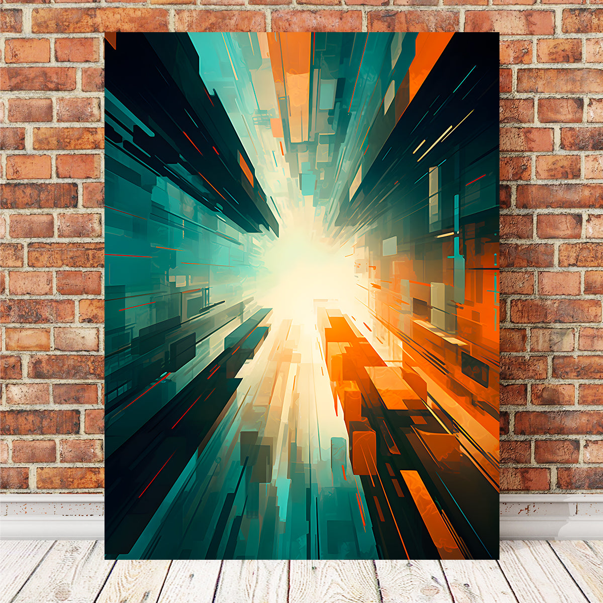Abstract - Blue Orange Shapes 5 Wall Art