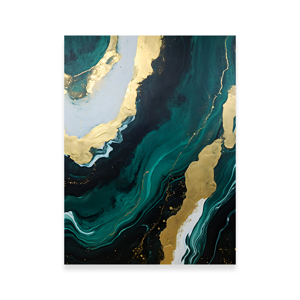 Abstract - Green Gold Waves 1 Wall Art