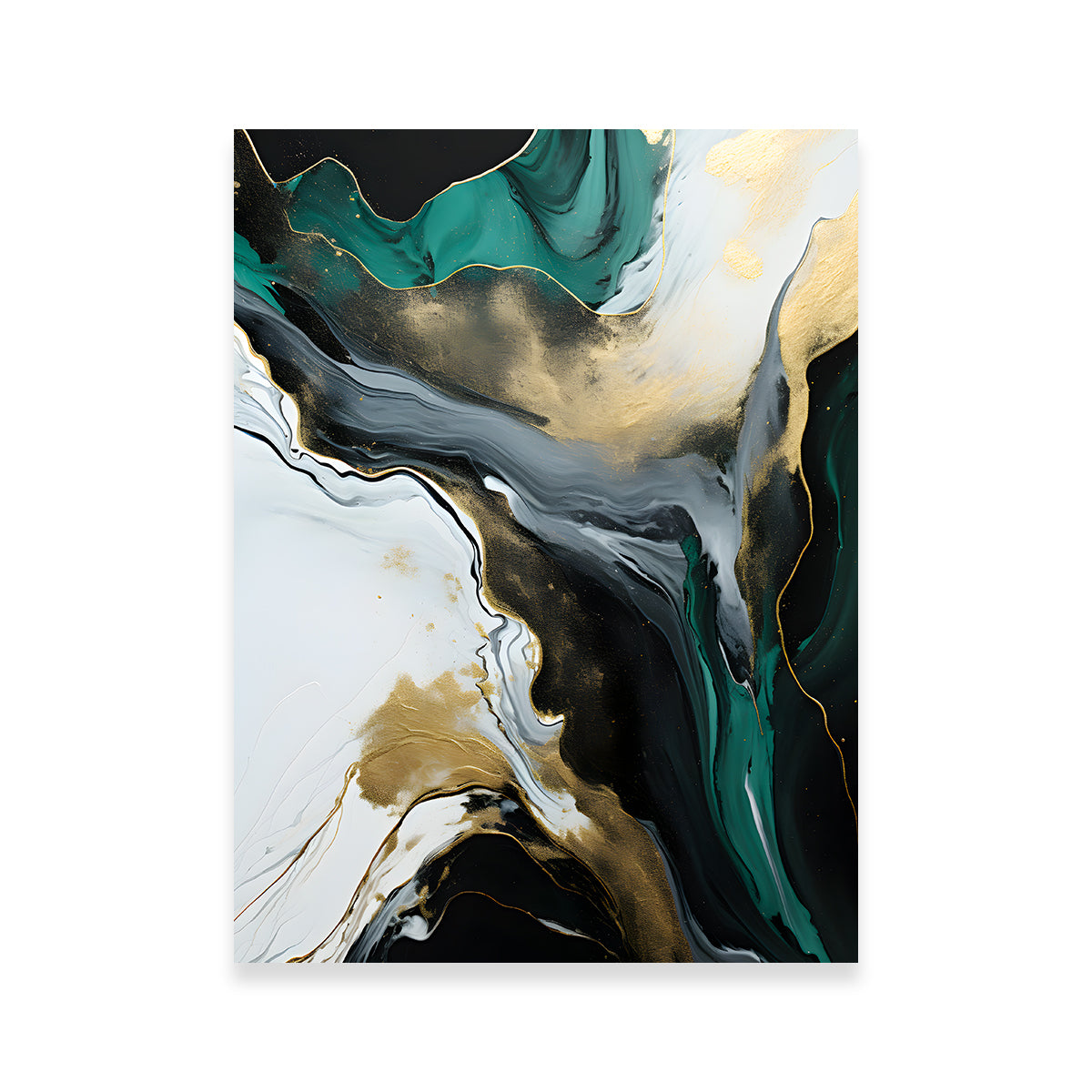 Abstract - Green Gold Waves 2 Wall Art