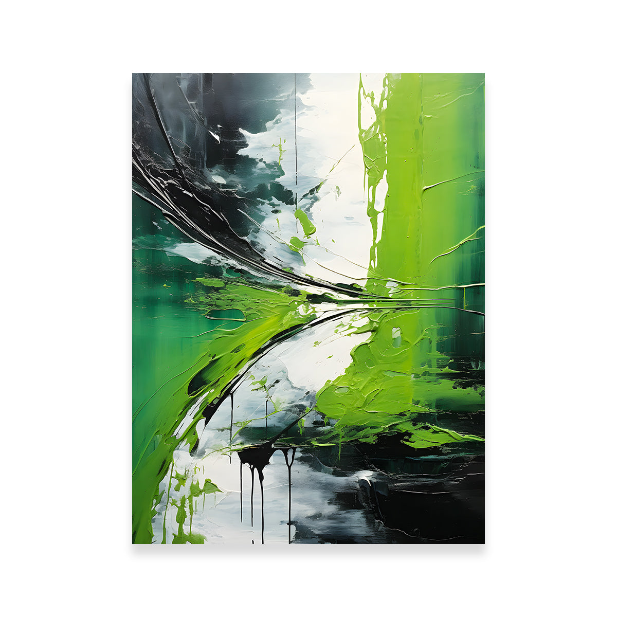 Abstract - Green White Shapes 1 Wall Art