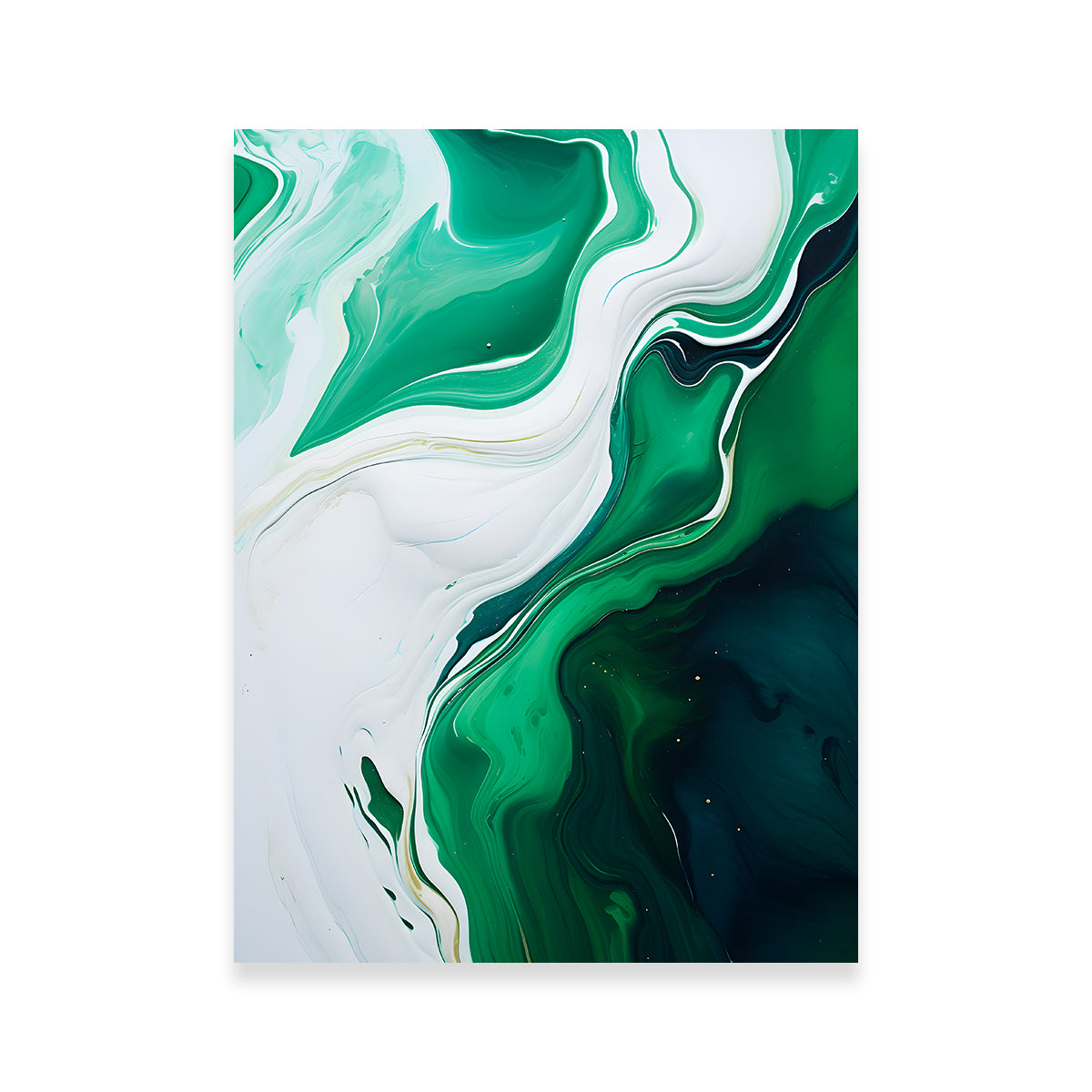 Abstract - Green White Waves 1 Wall Art