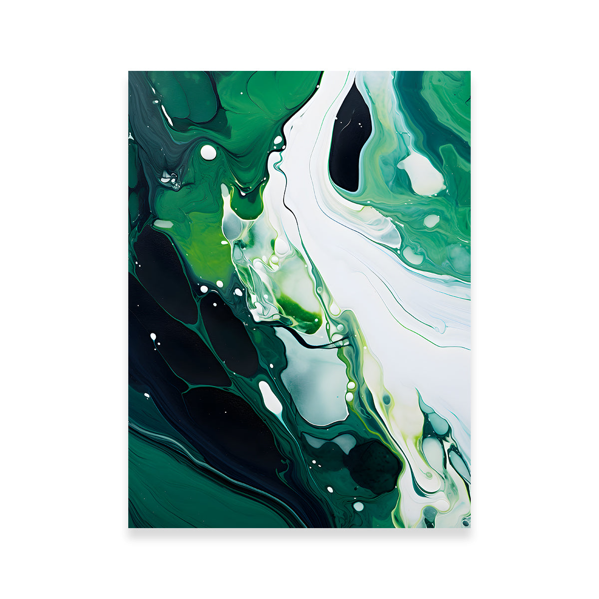 Abstract - Green White Waves 2 Wall Art