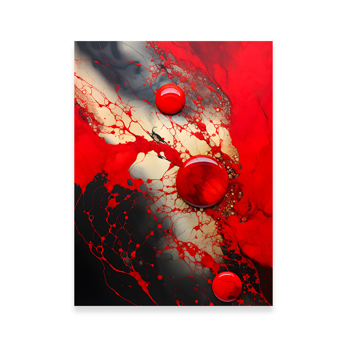 Abstract - Red Black Shapes 9 Wall Art