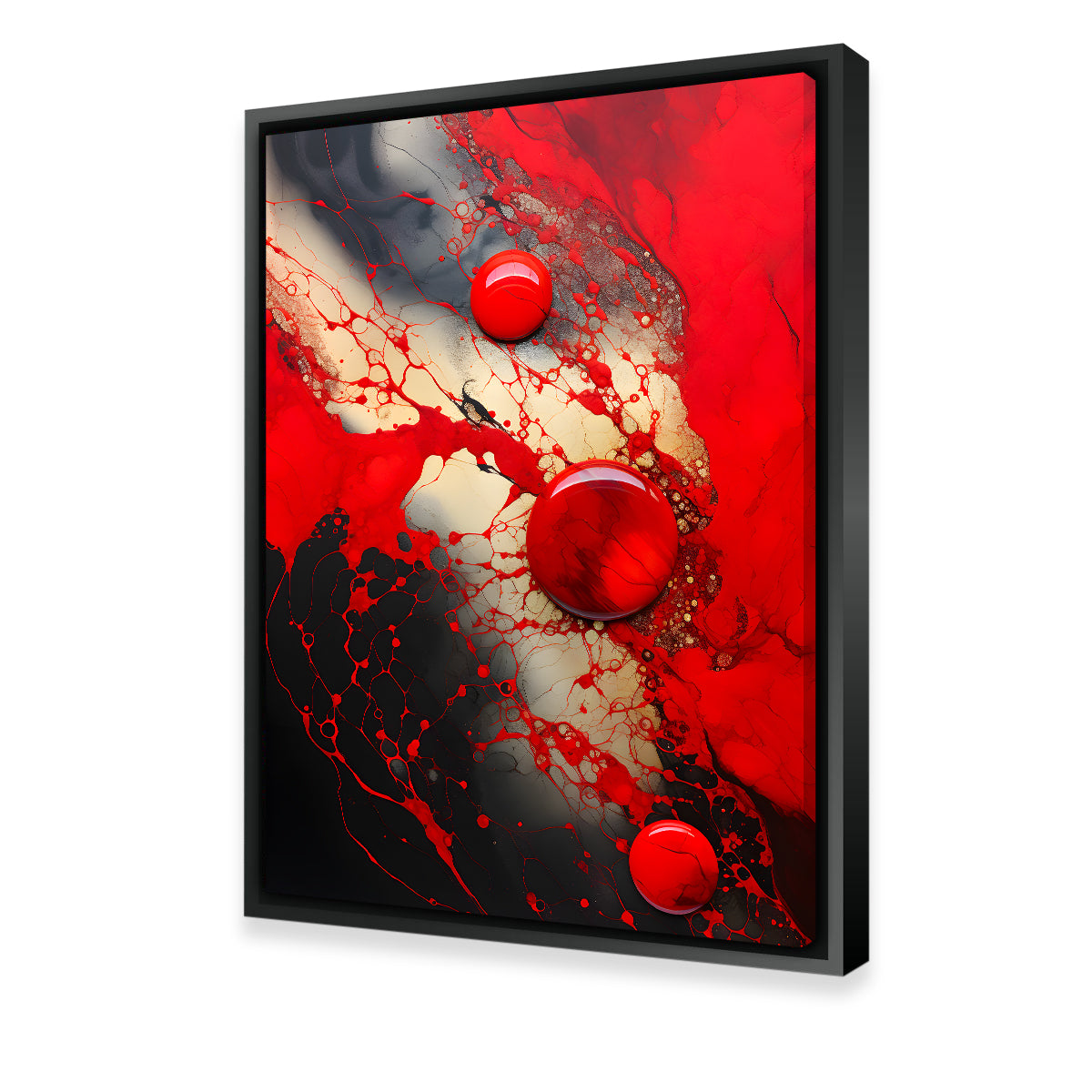 Abstract - Red Black Shapes 9 Wall Art
