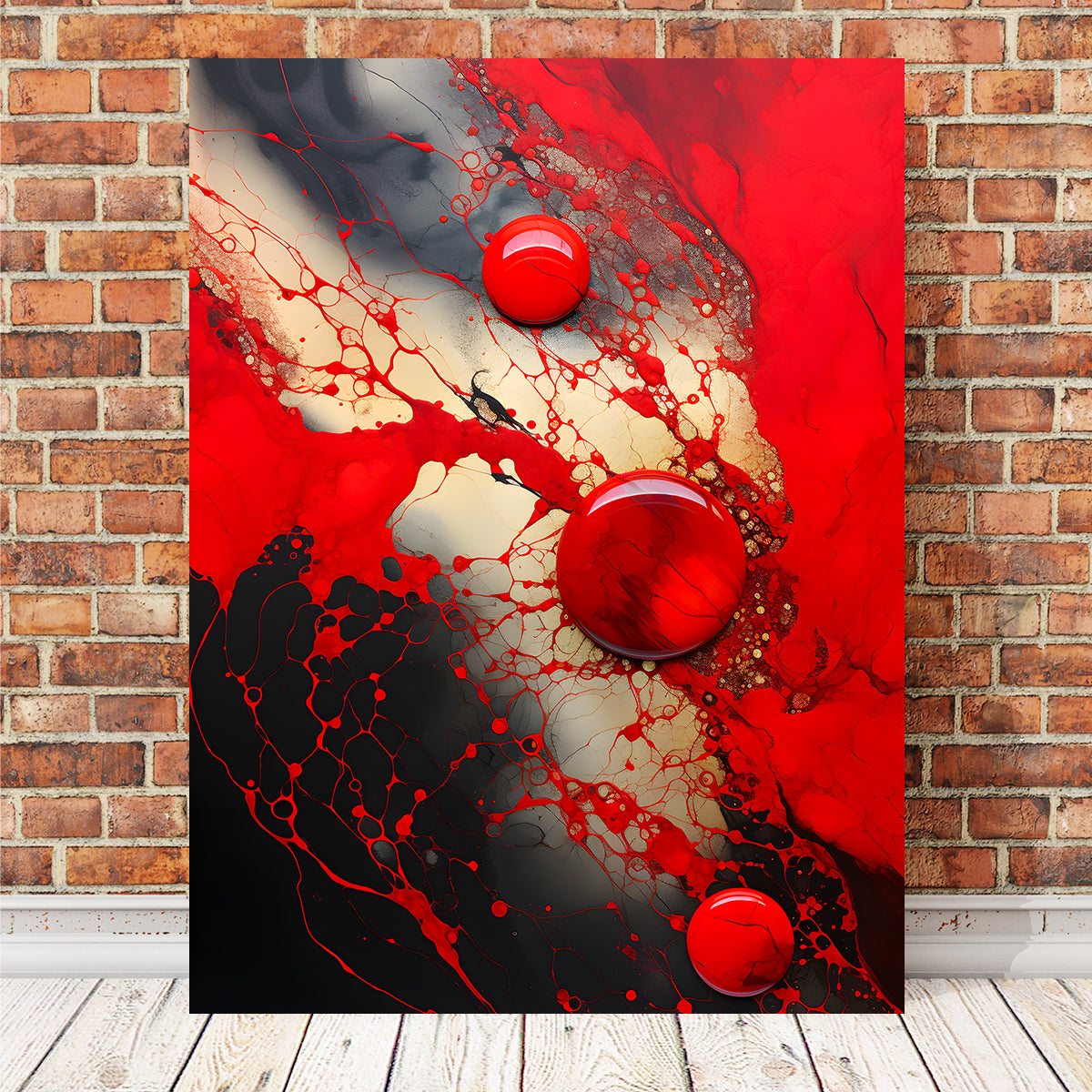 Abstract - Red Black Shapes 9 Wall Art