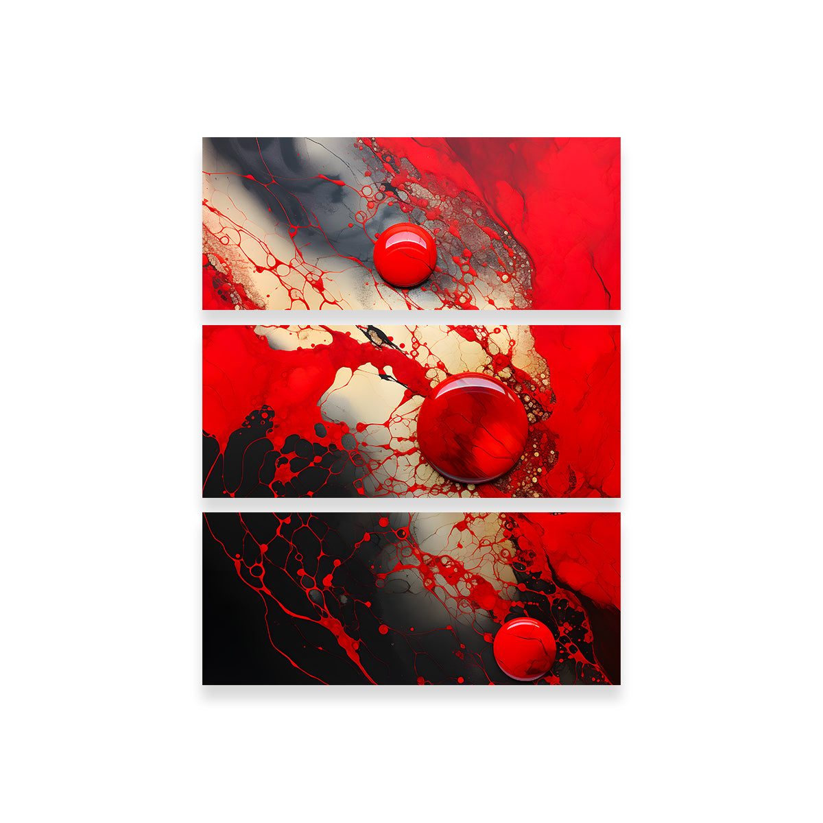 Abstract - Red Black Shapes 9 Wall Art