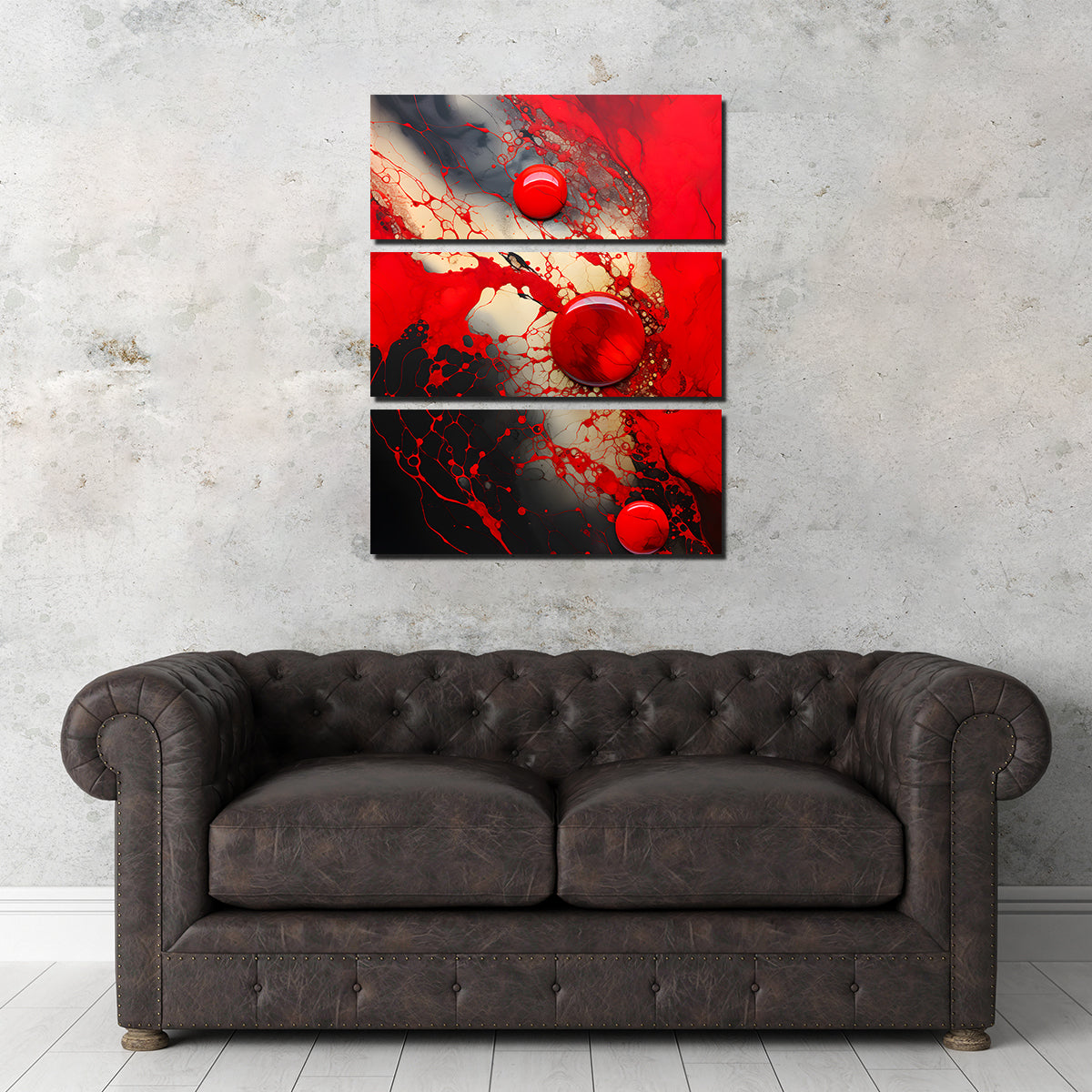 Abstract - Red Black Shapes 9 Wall Art