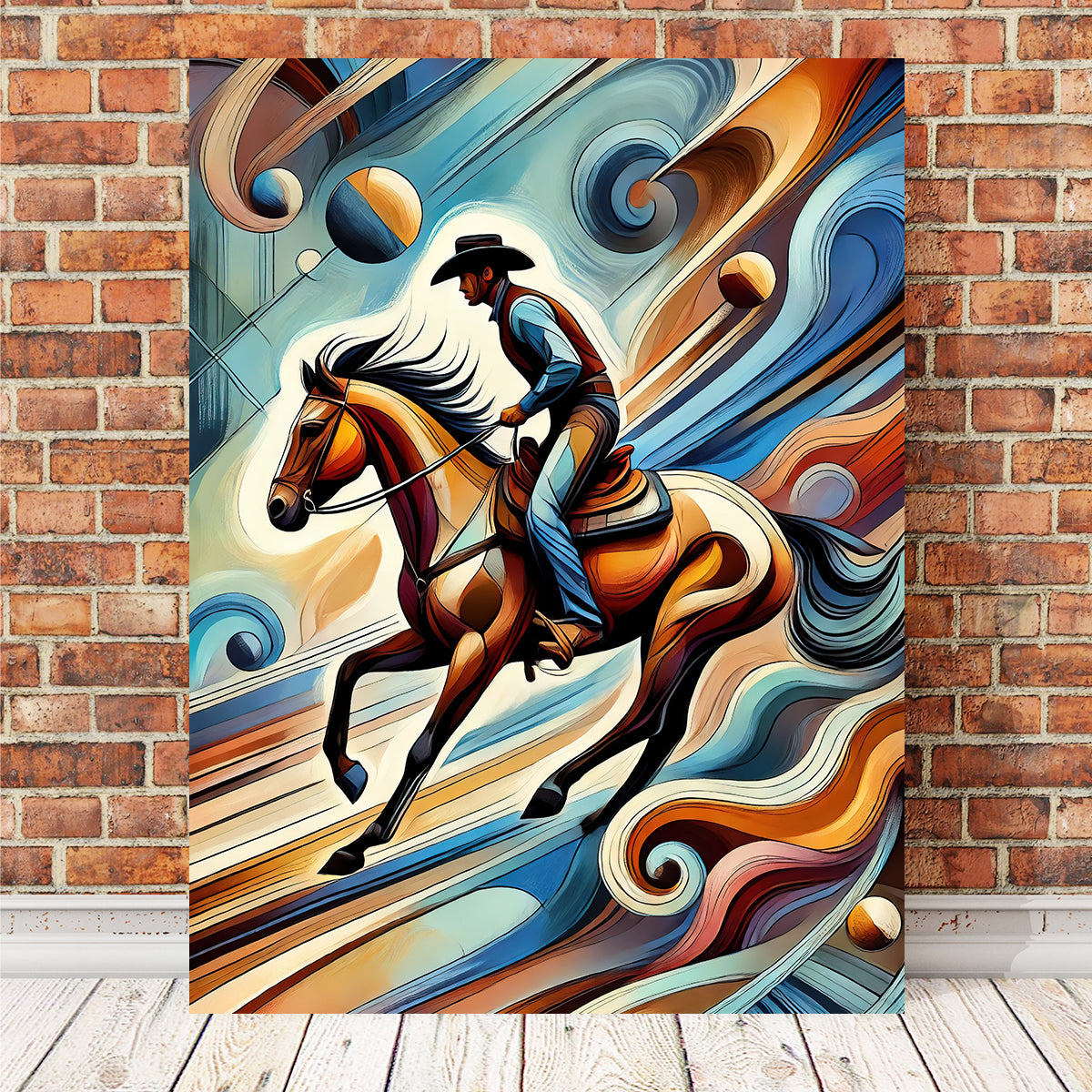 Abstract Cowboy & Horse Wall Art