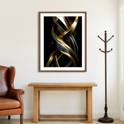 AUTO-MOCKUP ROOM | Abstract - Black Gold 3D Shape 1 Wall Art