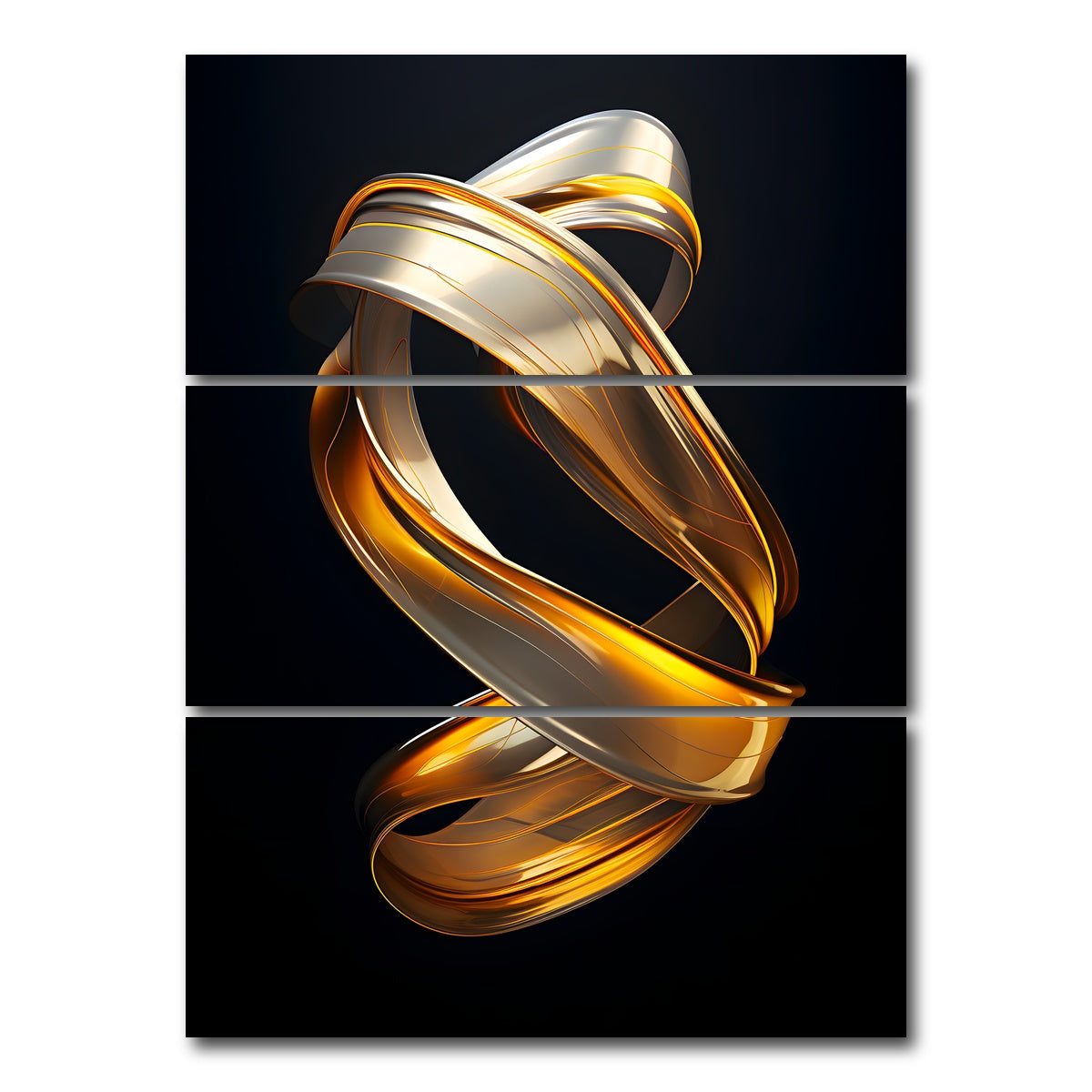 AUTO-MOCKUP WHITE | Abstract - Black gold 3D shape 3 | 3 Piece | Gallery Wrap Canvas | group=8x18_stacked