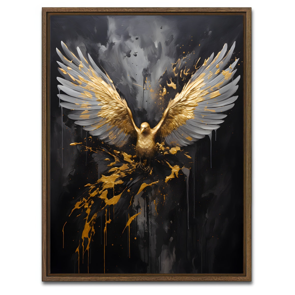 AUTO-MOCKUP WHITE | Abstract - Black gold eagle 4 | 1 Piece | Walnut Framed Canvas | group=3x4