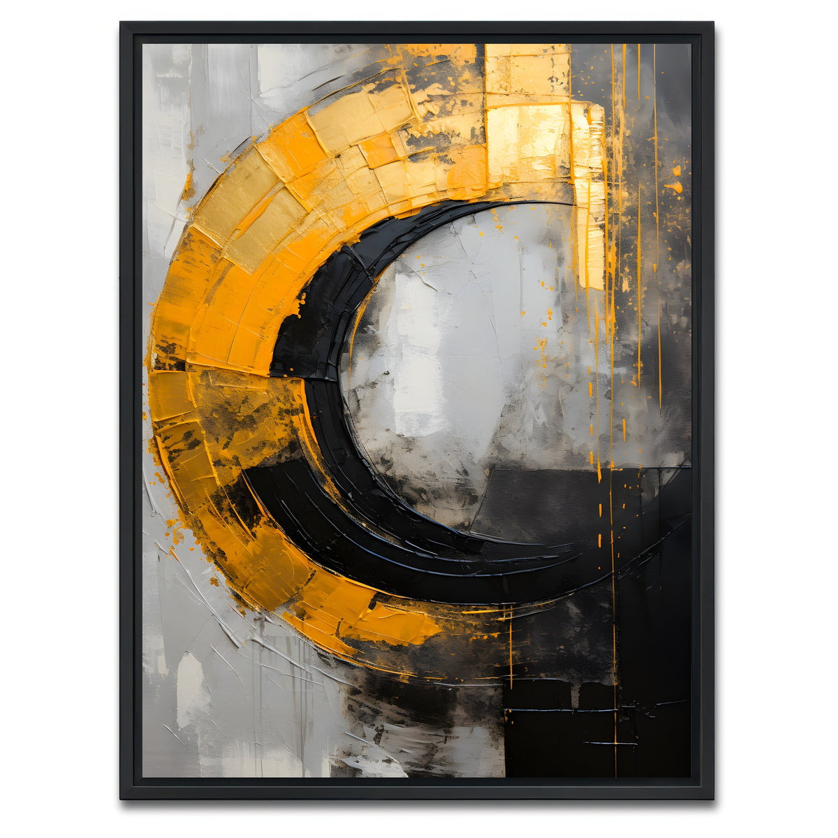 AUTO-MOCKUP WHITE | Abstract - Black gold shapes 10 | 1 Piece | Black Framed Canvas | group=3x4