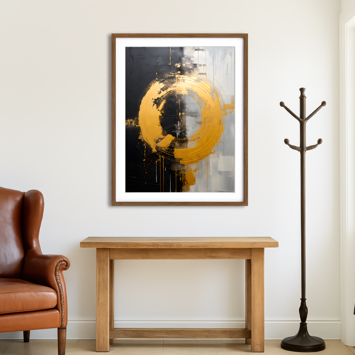 AUTO-MOCKUP ROOM | Abstract - Black Gold Shapes 11 Wall Art