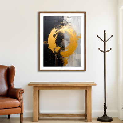 AUTO-MOCKUP ROOM | Abstract - Black Gold Shapes 11 Wall Art