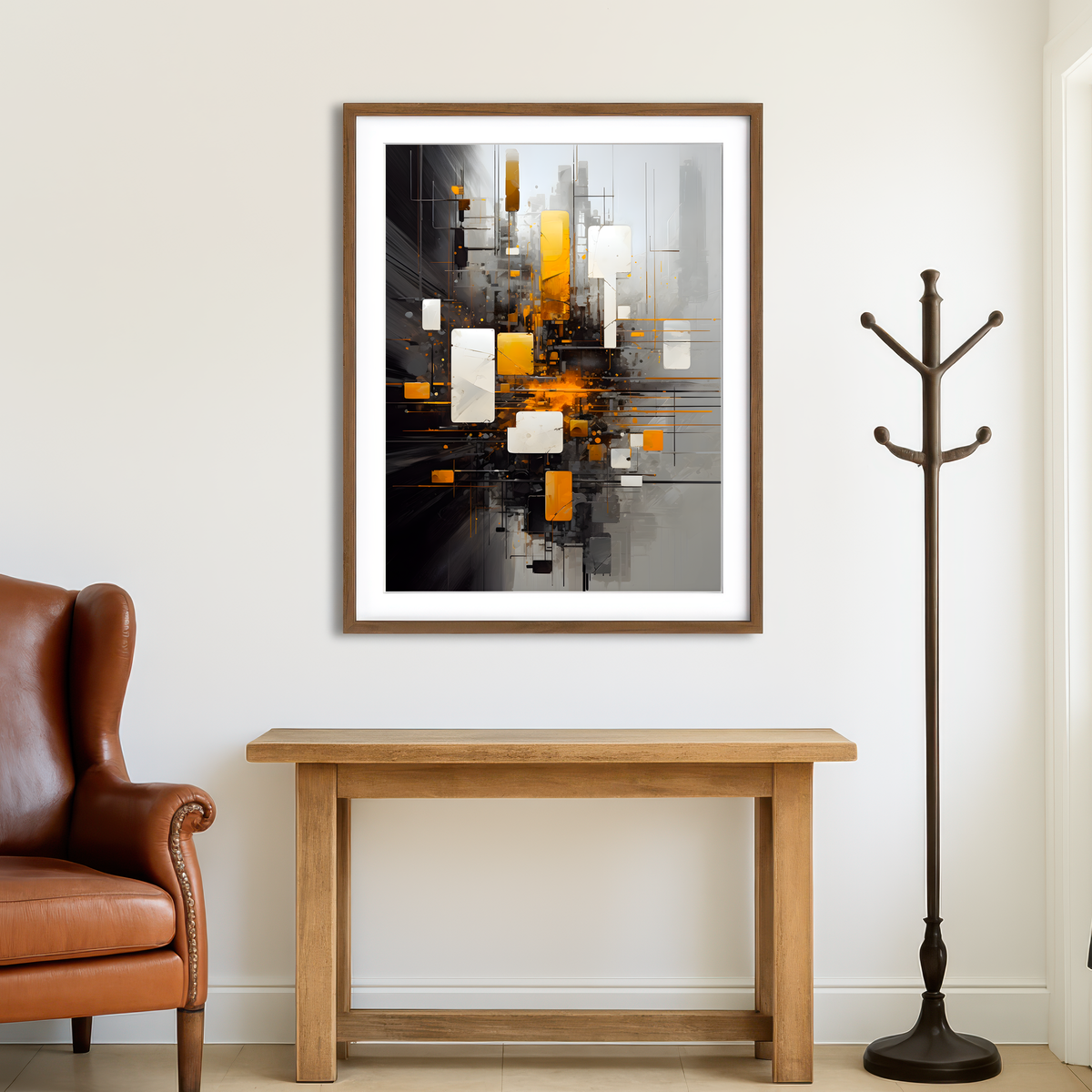 AUTO-MOCKUP ROOM | Abstract - Black Gold Shapes 14 Wall Art