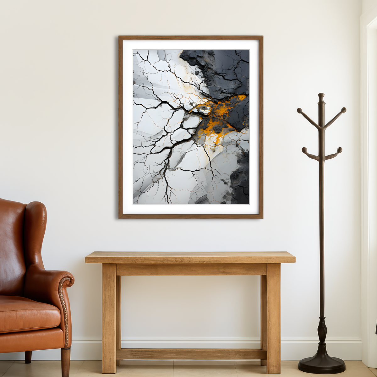 AUTO-MOCKUP ROOM | Abstract - Black Gold Shapes 15 Wall Art