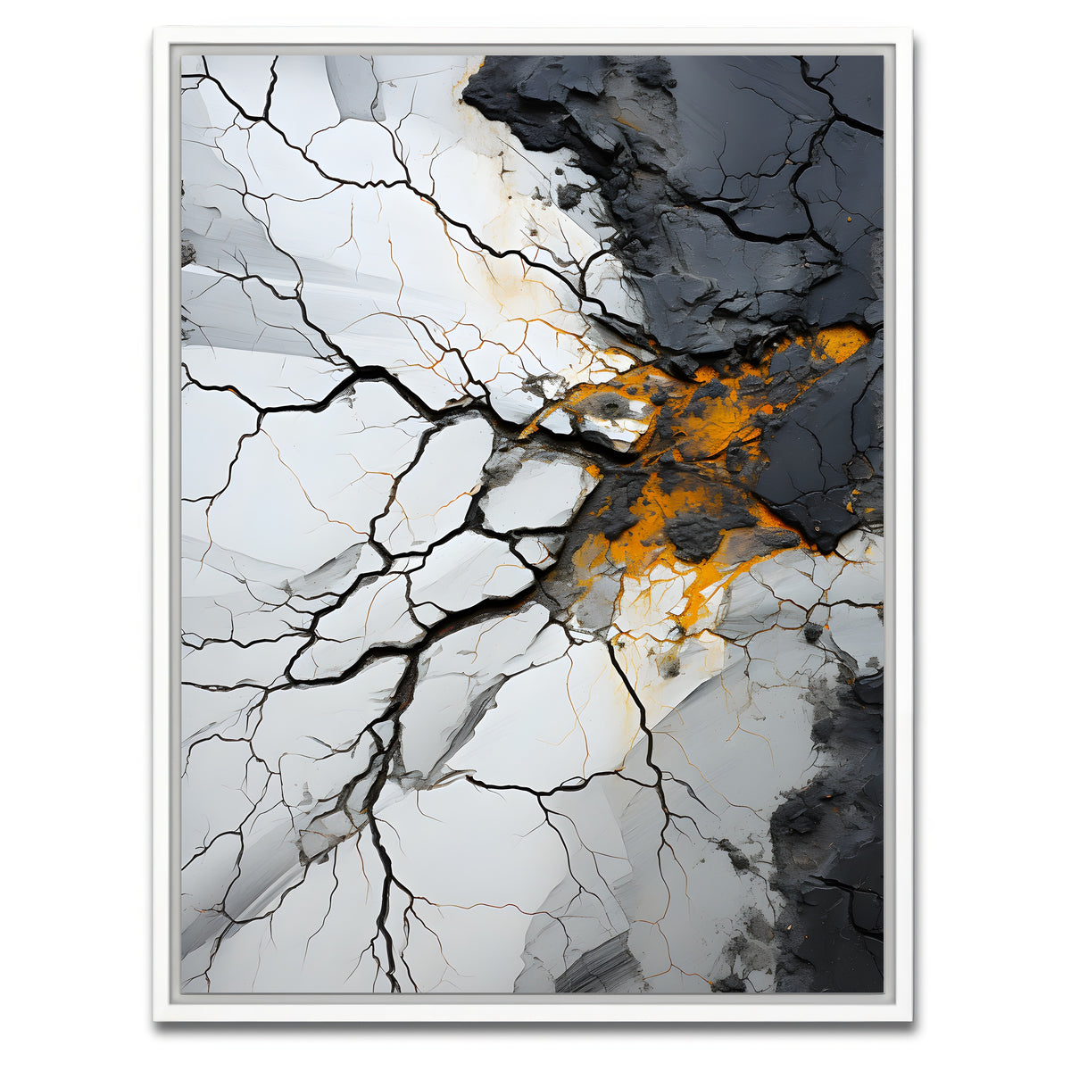AUTO-MOCKUP WHITE | Abstract - Black gold shapes 15 | 1 Piece | White Framed Canvas | group=3x4