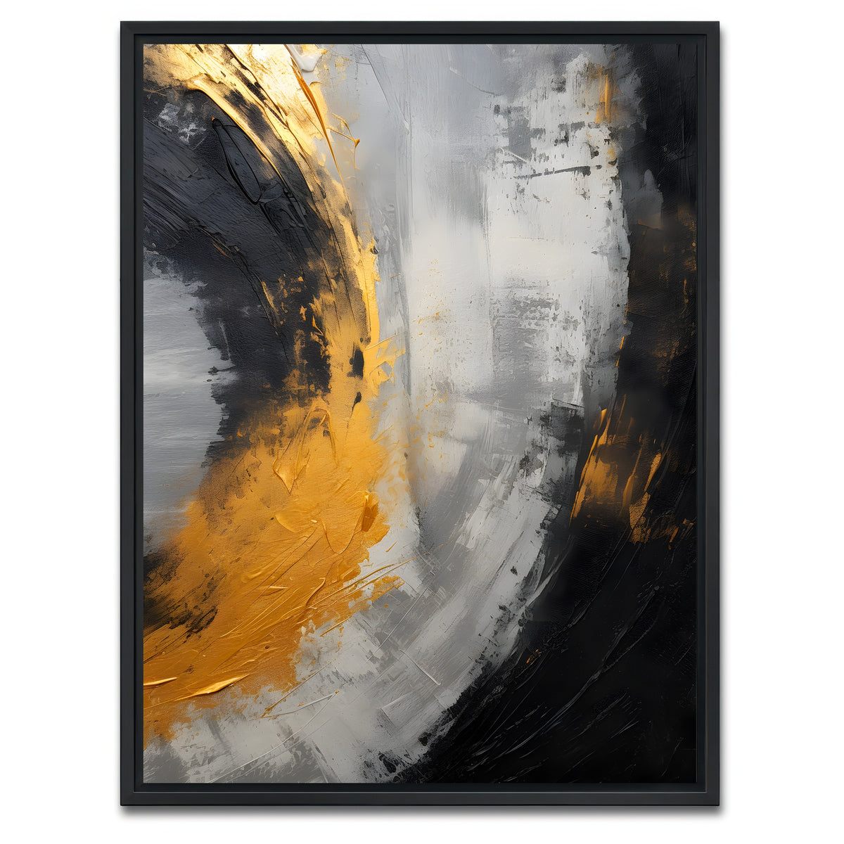 AUTO-MOCKUP WHITE | Abstract - Black gold shapes 1 | 1 Piece | Black Framed Canvas | group=3x4
