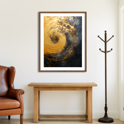 AUTO-MOCKUP ROOM | Abstract - Black Gold Shapes 8 Wall Art
