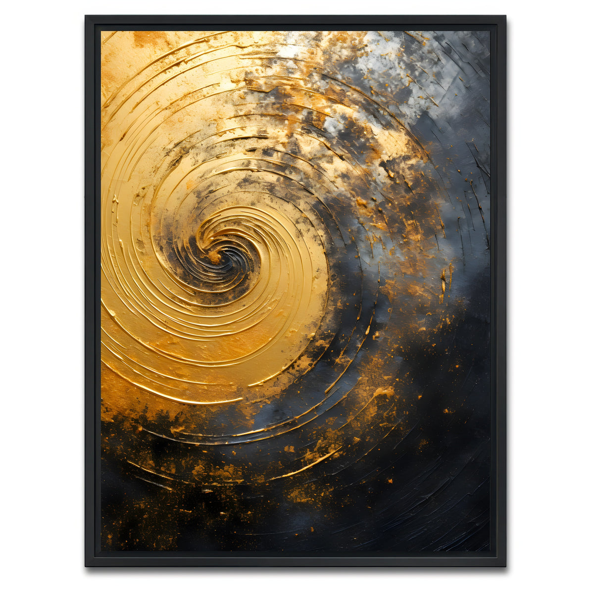 AUTO-MOCKUP WHITE | Abstract - Black gold shapes 8 | 1 Piece | Black Framed Canvas | group=3x4