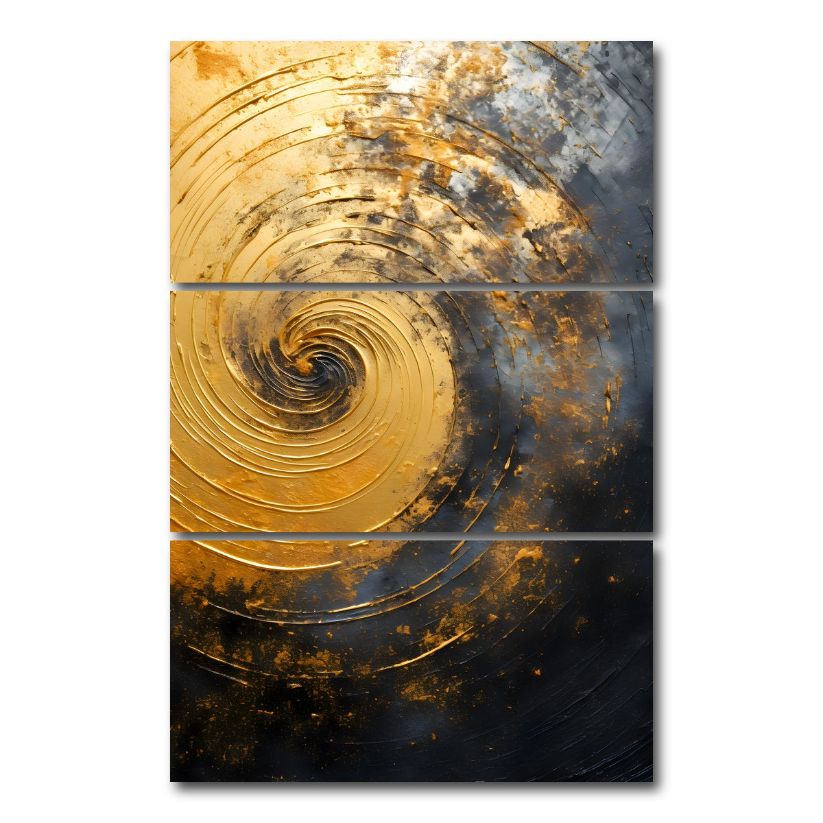 AUTO-MOCKUP WHITE | Abstract - Black gold shapes 8 | 3 Piece | Gallery Wrap Canvas | group=12x24_stacked