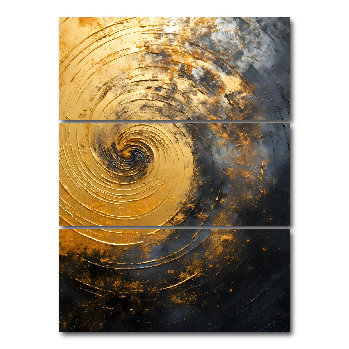 AUTO-MOCKUP WHITE | Abstract - Black gold shapes 8 | 3 Piece | Gallery Wrap Canvas | group=8x18_stacked