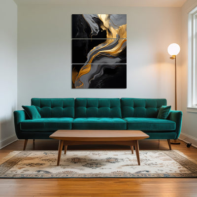 AUTO-MOCKUP ROOM | Abstract - Black gold waves 10
