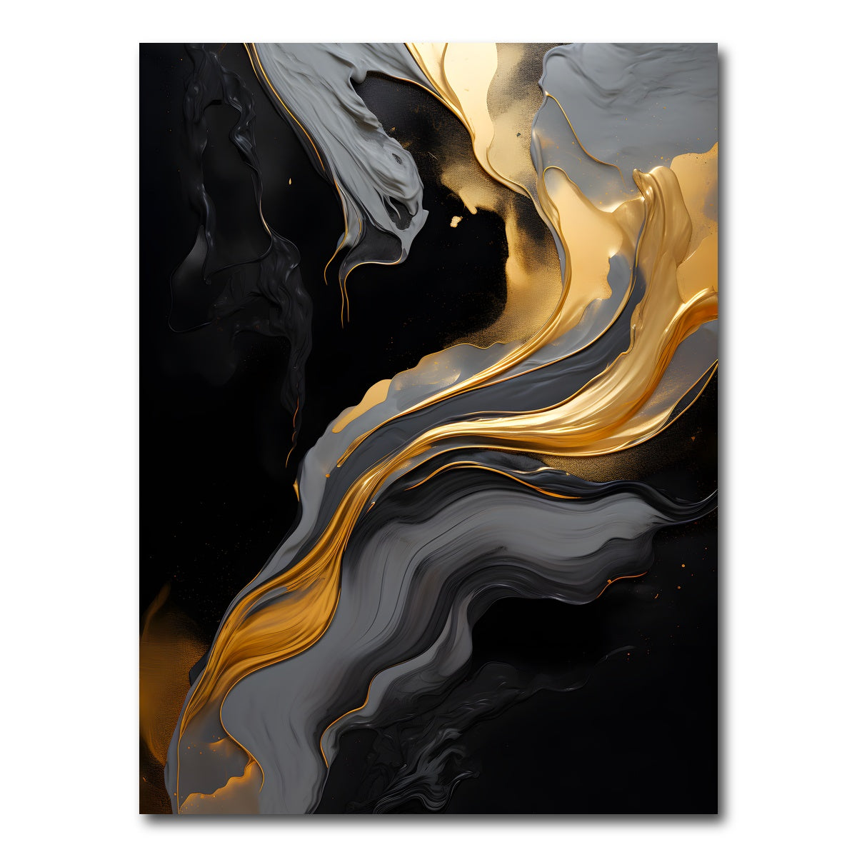 AUTO-MOCKUP WHITE | Abstract - Black gold waves 10 | 1 Piece | Gallery Wrap Canvas | group=3x4