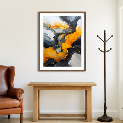 AUTO-MOCKUP ROOM | Abstract - Black Gold Waves 4 Wall Art