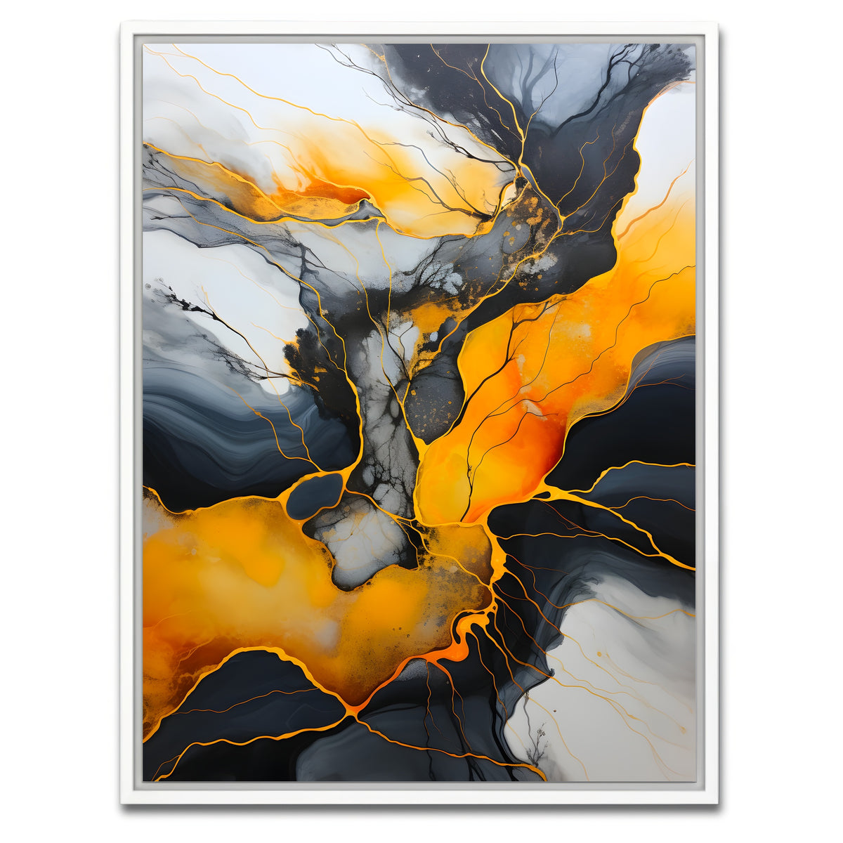 AUTO-MOCKUP WHITE | Abstract - Black gold waves 4 | 1 Piece | White Framed Canvas | group=3x4
