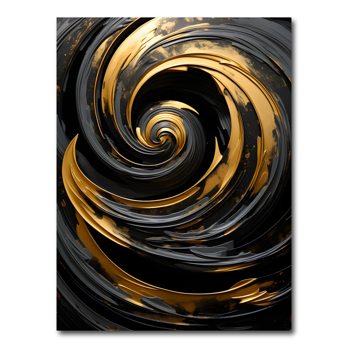 AUTO-MOCKUP WHITE | Abstract - Black gold waves 7 | 1 Piece | Gallery Wrap Canvas | group=3x4