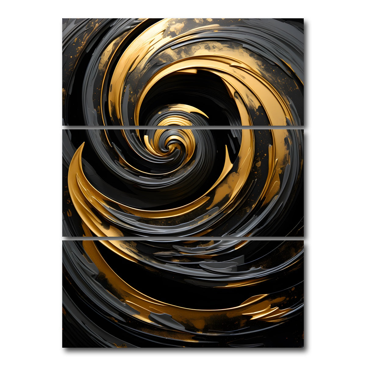 AUTO-MOCKUP WHITE | Abstract - Black gold waves 7 | 3 Piece | Gallery Wrap Canvas | group=8x18_stacked