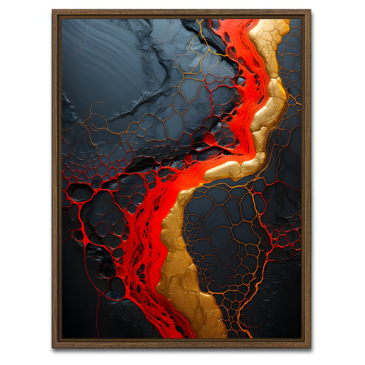AUTO-MOCKUP WHITE | Abstract - Black red waves 1 | 1 Piece | Walnut Framed Canvas | group=3x4