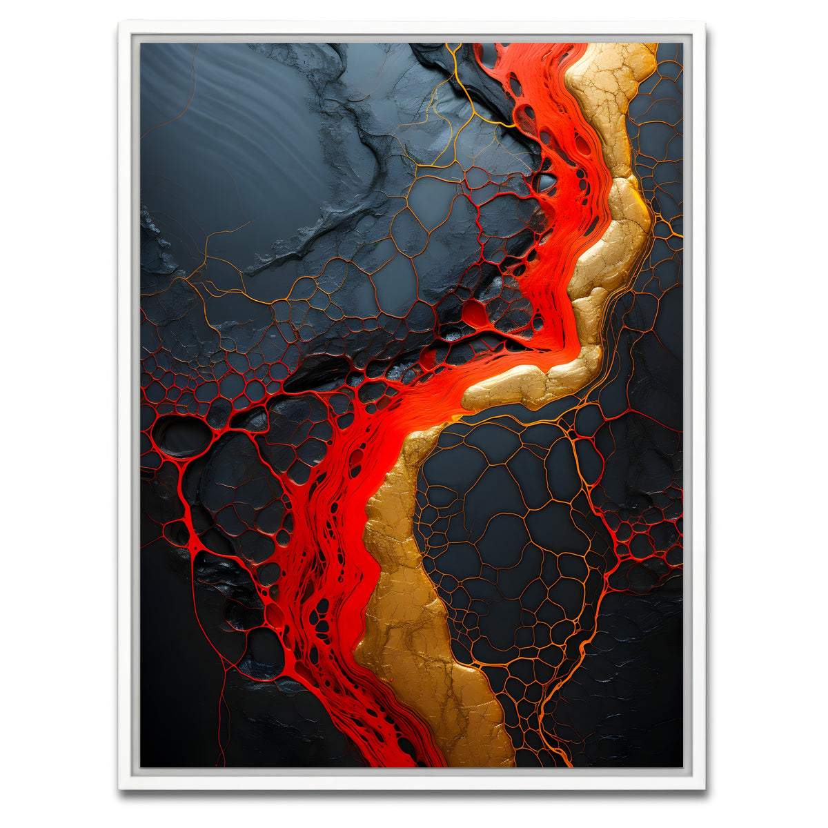 AUTO-MOCKUP WHITE | Abstract - Black red waves 1 | 1 Piece | White Framed Canvas | group=3x4