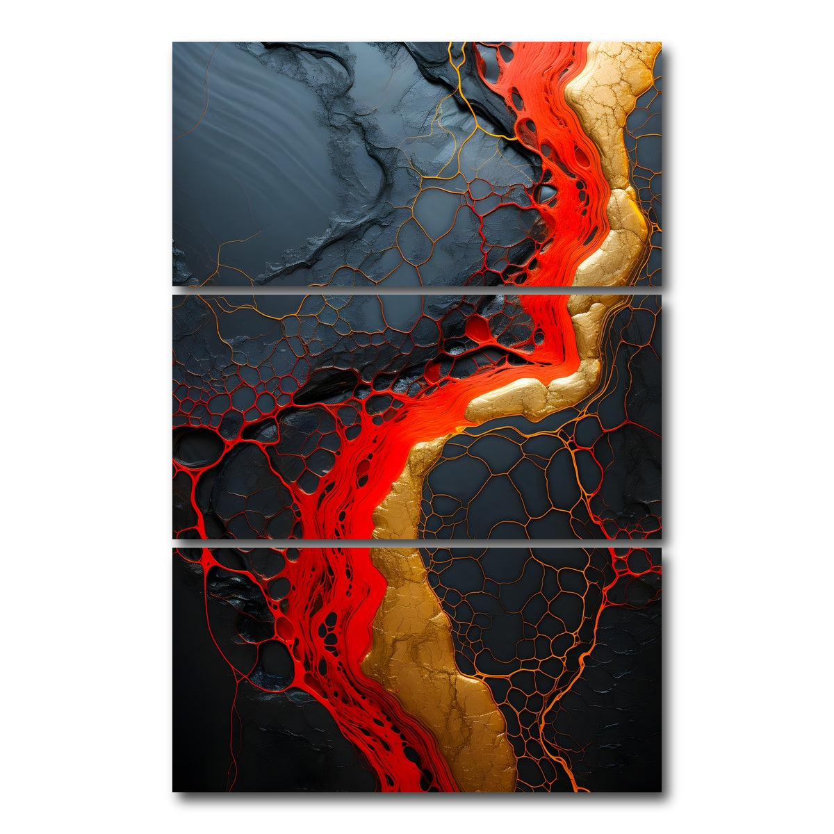AUTO-MOCKUP WHITE | Abstract - Black red waves 1 | 3 Piece | Gallery Wrap Canvas | group=12x24_stacked
