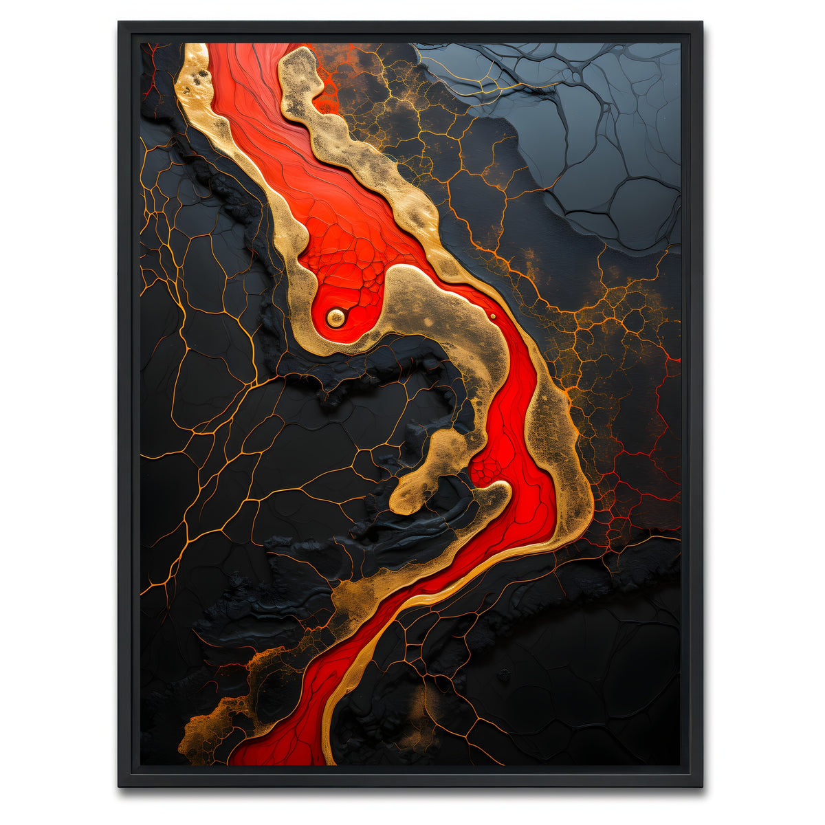 AUTO-MOCKUP WHITE | Abstract - Black red waves 5 | 1 Piece | Black Framed Canvas | group=3x4