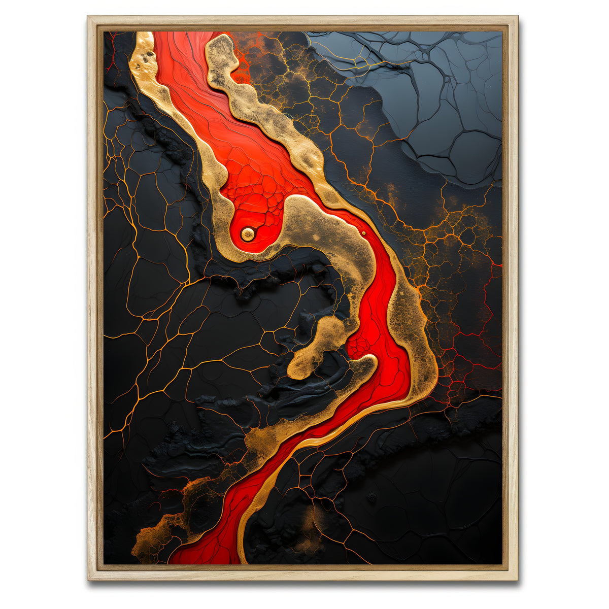 AUTO-MOCKUP WHITE | Abstract - Black red waves 5 | 1 Piece | Natural Framed Canvas | group=3x4