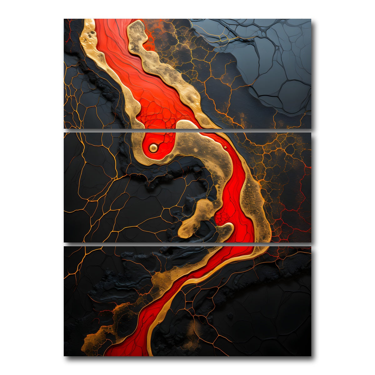 AUTO-MOCKUP WHITE | Abstract - Black red waves 5 | 3 Piece | Gallery Wrap Canvas | group=8x18_stacked
