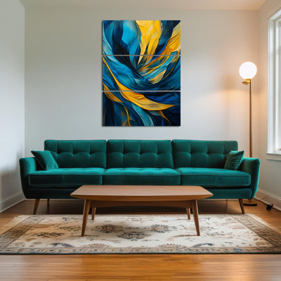 AUTO-MOCKUP ROOM | Abstract - Blue gold feather 1