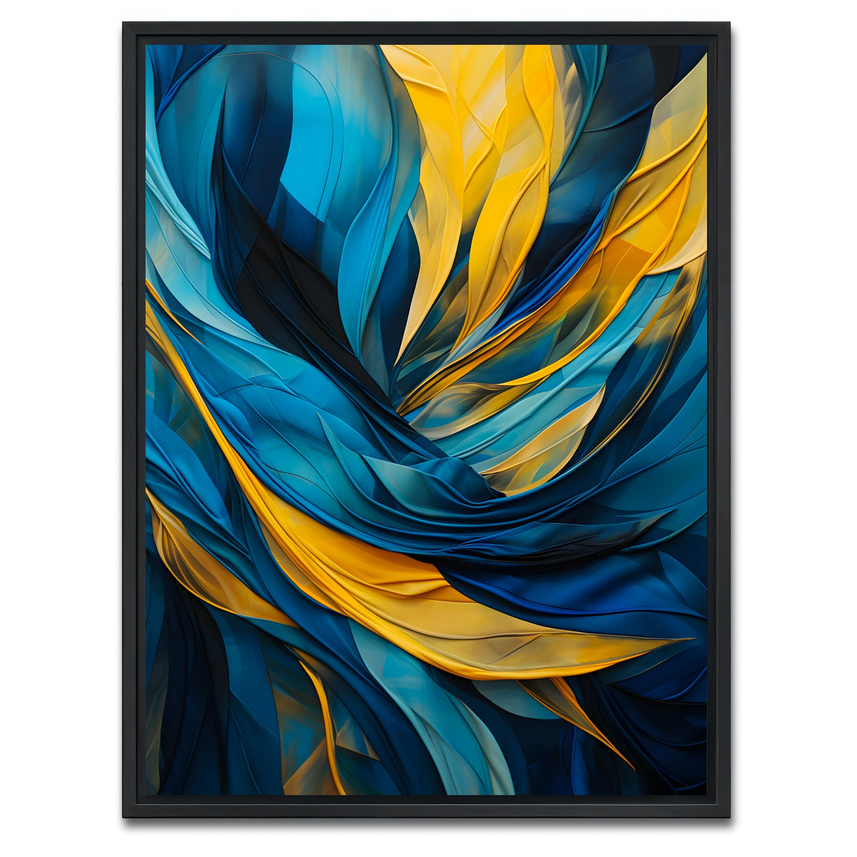 AUTO-MOCKUP WHITE | Abstract - Blue gold feather 1 | 1 Piece | Black Framed Canvas | group=3x4