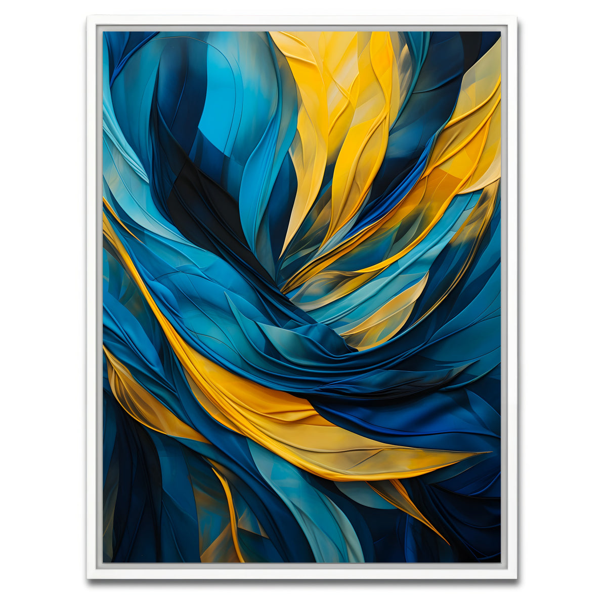 AUTO-MOCKUP WHITE | Abstract - Blue gold feather 1 | 1 Piece | White Framed Canvas | group=3x4