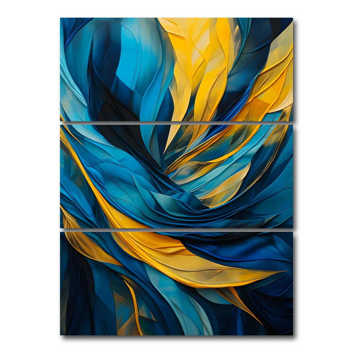 AUTO-MOCKUP WHITE | Abstract - Blue gold feather 1 | 3 Piece | Gallery Wrap Canvas | group=8x18_stacked