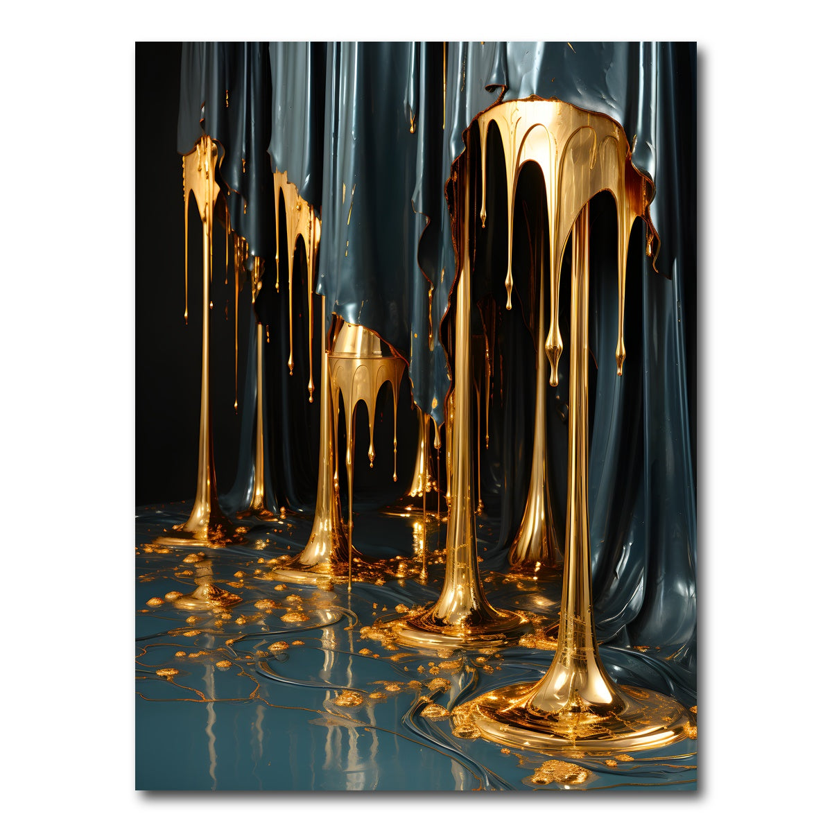 AUTO-MOCKUP WHITE | Abstract - Blue gold shapes 13 | 1 Piece | Gallery Wrap Canvas | group=3x4