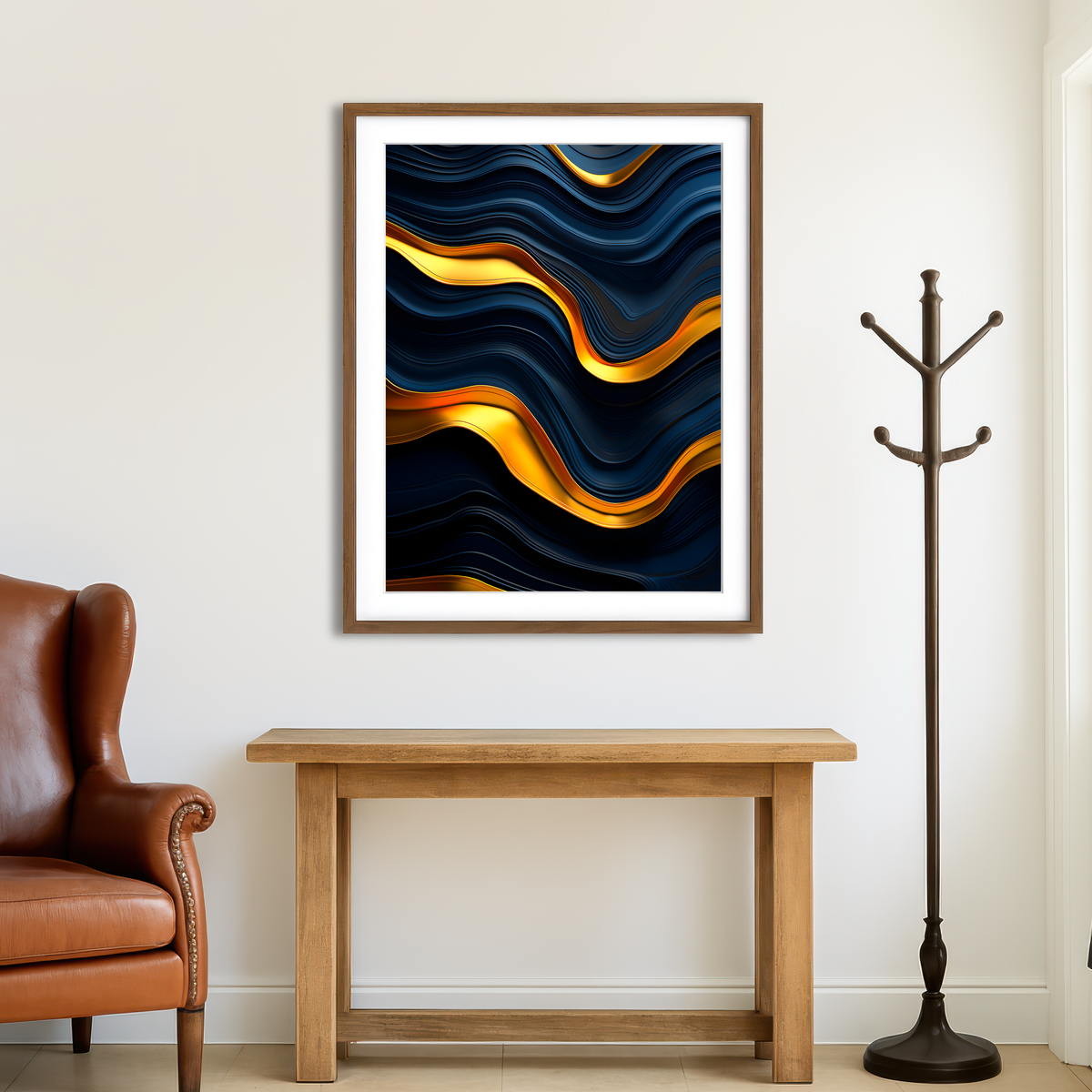 AUTO-MOCKUP ROOM | Abstract - Blue Gold Shapes 20 Wall Art